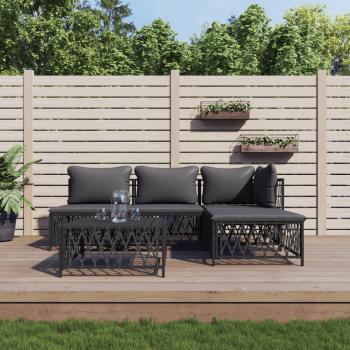 ARDEBO.de - 5-tlg. Garten-Lounge-Set mit Kissen Anthrazit Stahl