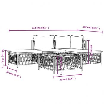 5-tlg. Garten-Lounge-Set mit Kissen Anthrazit Stahl