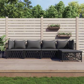 ARDEBO.de - 5-tlg. Garten-Lounge-Set mit Kissen Anthrazit Stahl