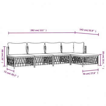 5-tlg. Garten-Lounge-Set mit Kissen Anthrazit Stahl