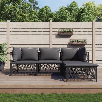 ARDEBO.de - 4-tlg. Garten-Lounge-Set mit Kissen Anthrazit Stahl