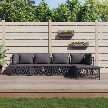 ARDEBO.de - 5-tlg. Garten-Lounge-Set mit Kissen Anthrazit Stahl