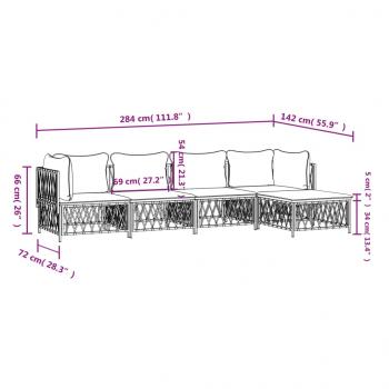 5-tlg. Garten-Lounge-Set mit Kissen Anthrazit Stahl