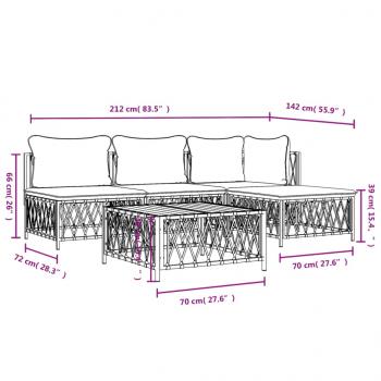 5-tlg. Garten-Lounge-Set mit Kissen Weiß Stahl