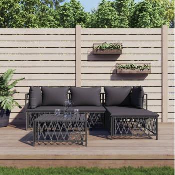 ARDEBO.de - 5-tlg. Garten-Lounge-Set mit Kissen Anthrazit Stahl