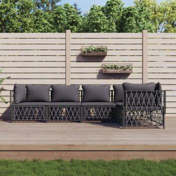 ARDEBO.de - 5-tlg. Garten-Lounge-Set mit Kissen Anthrazit Stahl