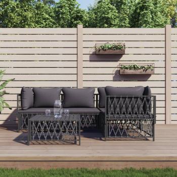 ARDEBO.de - 5-tlg. Garten-Lounge-Set mit Kissen Anthrazit Stahl