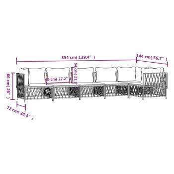 6-tlg. Garten-Lounge-Set mit Kissen Weiß Stahl