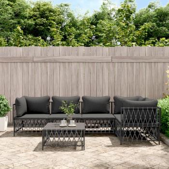 ARDEBO.de - 6-tlg. Garten-Lounge-Set mit Kissen Anthrazit Stahl