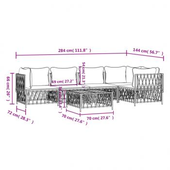 6-tlg. Garten-Lounge-Set mit Kissen Anthrazit Stahl