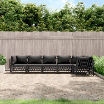 ARDEBO.de - 6-tlg. Garten-Lounge-Set mit Kissen Anthrazit Stahl