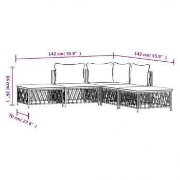 5-tlg. Garten-Lounge-Set mit Kissen Anthrazit Stahl