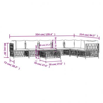 8-tlg. Garten-Lounge-Set mit Kissen Weiß Stahl