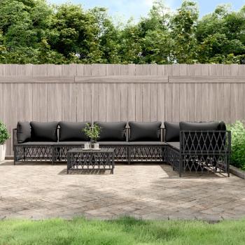 ARDEBO.de - 8-tlg. Garten-Lounge-Set mit Kissen Anthrazit Stahl