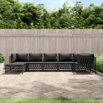 ARDEBO.de - 7-tlg. Garten-Lounge-Set mit Kissen Anthrazit Stahl