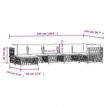 7-tlg. Garten-Lounge-Set mit Kissen Anthrazit Stahl