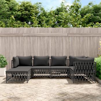 ARDEBO.de - 6-tlg. Garten-Lounge-Set mit Kissen Anthrazit Stahl