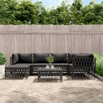 ARDEBO.de - 7-tlg. Garten-Lounge-Set mit Kissen Anthrazit Stahl