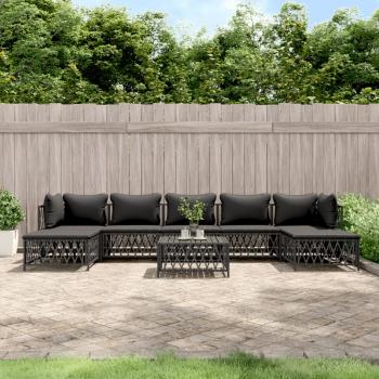 ARDEBO.de - 8-tlg. Garten-Lounge-Set mit Kissen Anthrazit Stahl