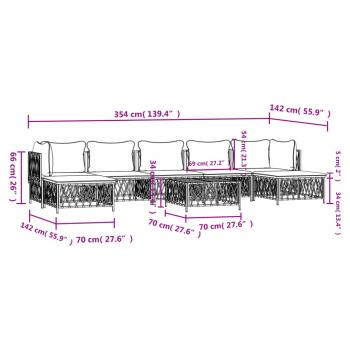 8-tlg. Garten-Lounge-Set mit Kissen Anthrazit Stahl