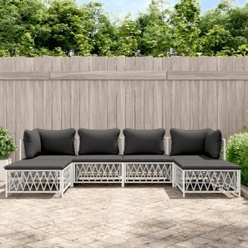 ARDEBO.de - 6-tlg. Garten-Lounge-Set mit Kissen Weiß Stahl