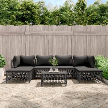 ARDEBO.de - 7-tlg. Garten-Lounge-Set mit Kissen Anthrazit Stahl