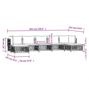 7-tlg. Garten-Lounge-Set mit Kissen Weiß Stahl