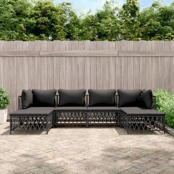 ARDEBO.de - 6-tlg. Garten-Lounge-Set mit Kissen Anthrazit Stahl