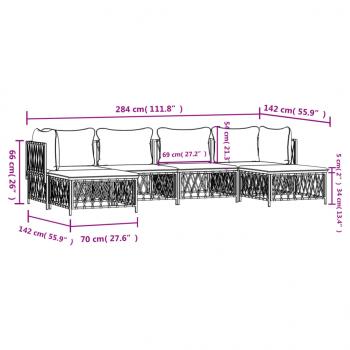 6-tlg. Garten-Lounge-Set mit Kissen Anthrazit Stahl