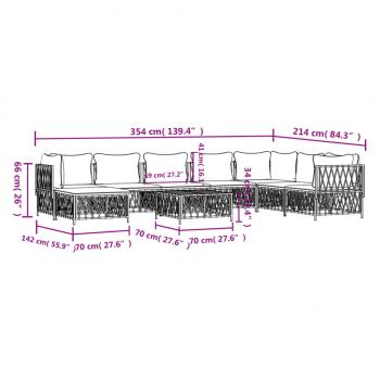 9-tlg. Garten-Lounge-Set mit Kissen Weiß Stahl