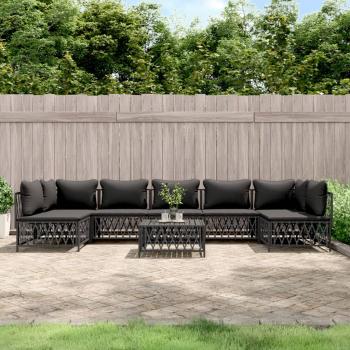 ARDEBO.de - 8-tlg. Garten-Lounge-Set mit Kissen Anthrazit Stahl