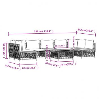 8-tlg. Garten-Lounge-Set mit Kissen Anthrazit Stahl