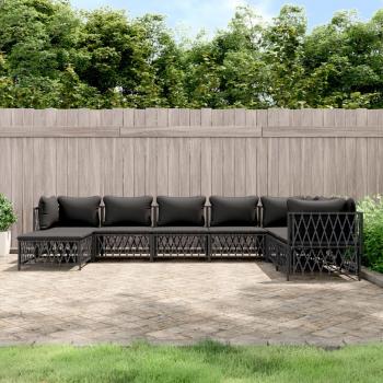 ARDEBO.de - 8-tlg. Garten-Lounge-Set mit Kissen Anthrazit Stahl