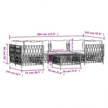 7-tlg. Garten-Lounge-Set mit Kissen Weiß Stahl