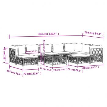 10-tlg. Garten-Lounge-Set mit Kissen Anthrazit Stahl