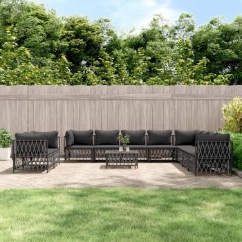 ARDEBO.de - 11-tlg. Garten-Lounge-Set mit Kissen Anthrazit Stahl