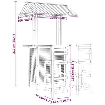 3-tlg. Gartenbar-Set Massivholz Akazie