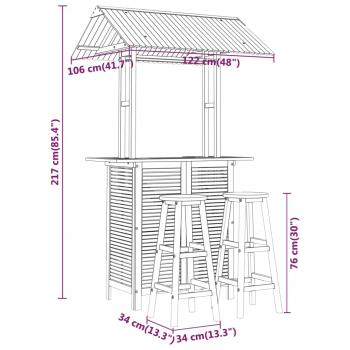 3-tlg. Gartenbar-Set Massivholz Akazie