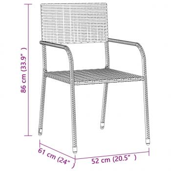 3-tlg. Garten-Essgruppe Poly Rattan Schwarz