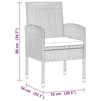 3-tlg. Garten-Essgruppe Poly Rattan Schwarz