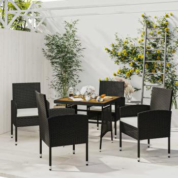 ARDEBO.de - 5-tlg. Garten-Essgruppe Poly Rattan Schwarz