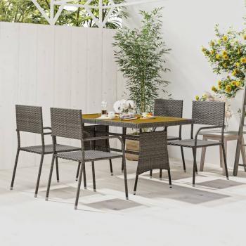 ARDEBO.de - 5-tlg. Garten-Essgruppe Poly Rattan Grau