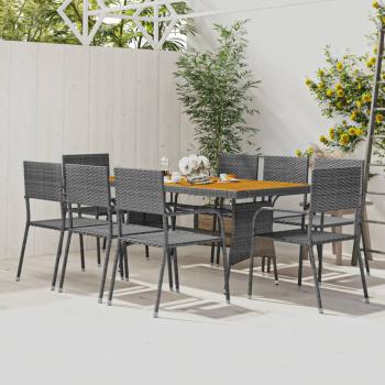 ARDEBO.de - 9-tlg. Garten-Essgruppe Poly Rattan Grau