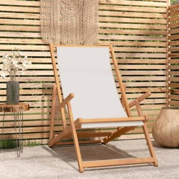 ARDEBO.de - Strandstuhl Klappbar Massivholz Teak Creme