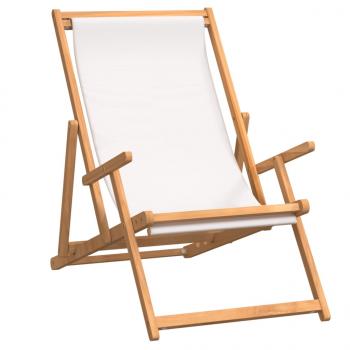 Strandstuhl Klappbar Massivholz Teak Creme