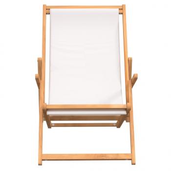 Strandstuhl Klappbar Massivholz Teak Creme