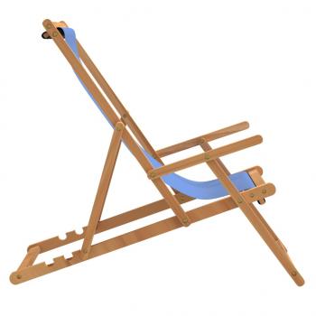 Strandstuhl Klappbar Massivholz Teak Blau