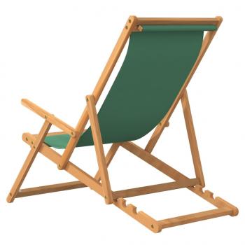 Strandstuhl Klappbar Massivholz Teak Grün