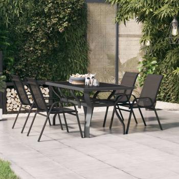 ARDEBO.de - Gartentisch Grau und Schwarz 140x70x70 cm Stahl und Glas