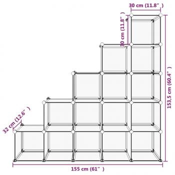 Regalsystem mit 15 Würfeln Transparent PP